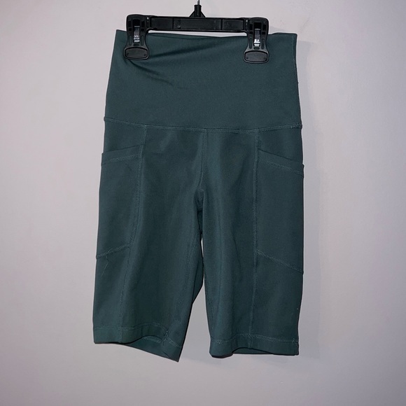 Blue green high waisted biker shorts with side pockets 90 degrees by reflex XS - Picture 1 of 6